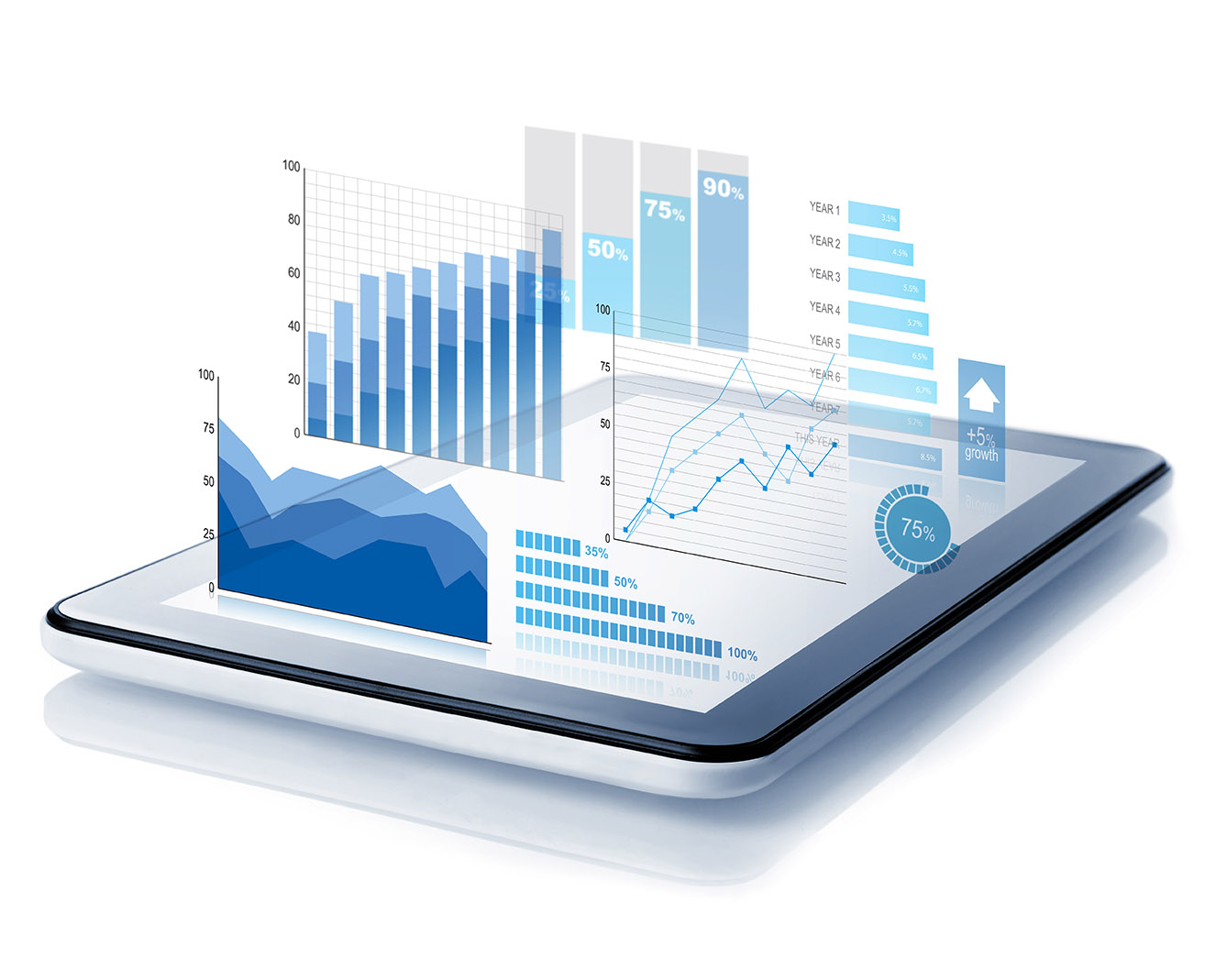 Diagrams projecting from tablet